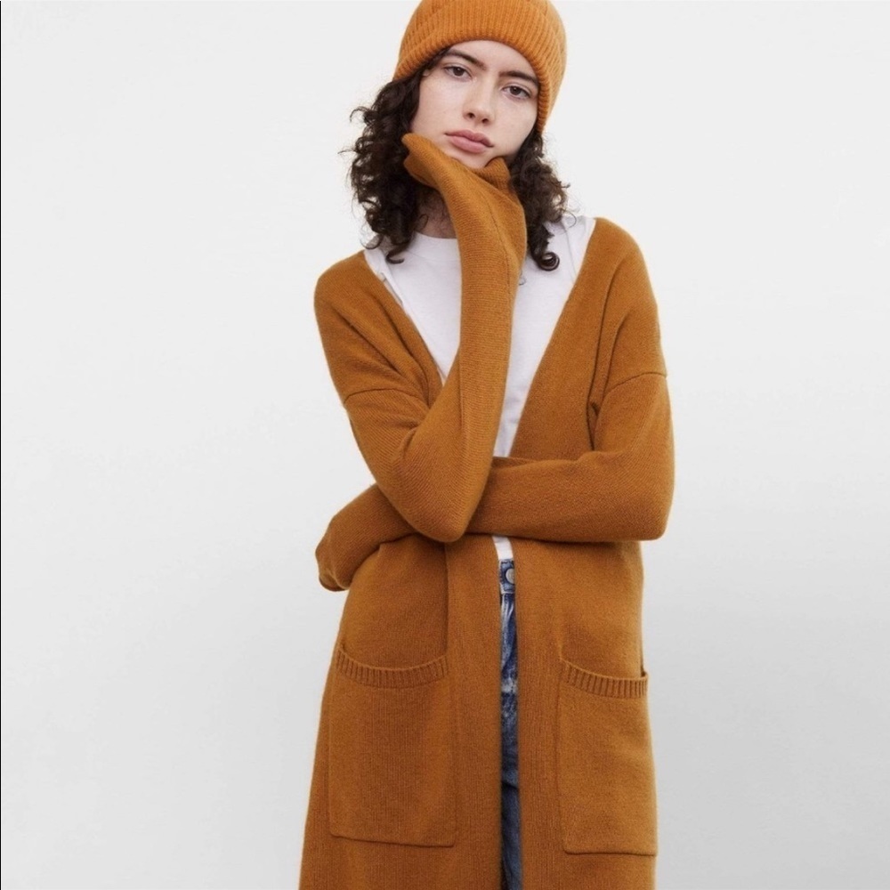 State Cashmere open front long duster cardigan Sweater